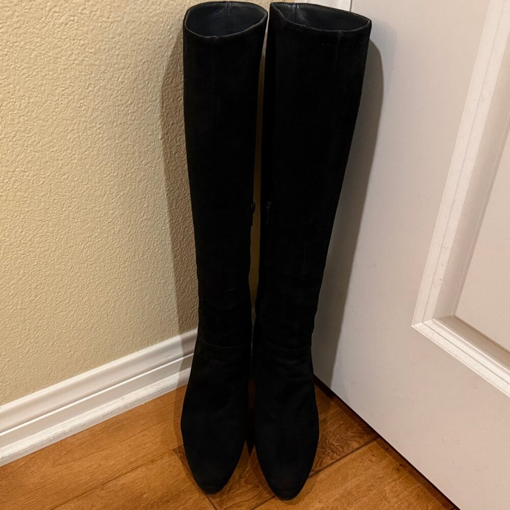 Stuart Weitzman Black Suede Knee-High Boots High Heel 8.5 M